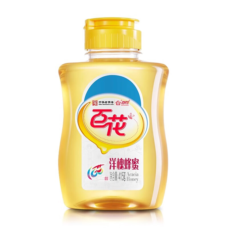 百花中華百花洋槐花蜂蜜415g/瓶天然蜂蜜槐花蜜便攜裝擠壓瓶口 洋槐蜂蜜415g*1瓶
