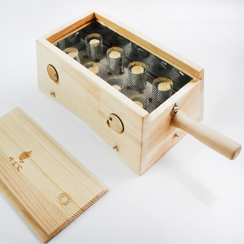 八孔艾灸盒八柱八针8孔木制器具腰腹背蔀妇科八髎随身隔姜垫 弧度八柱