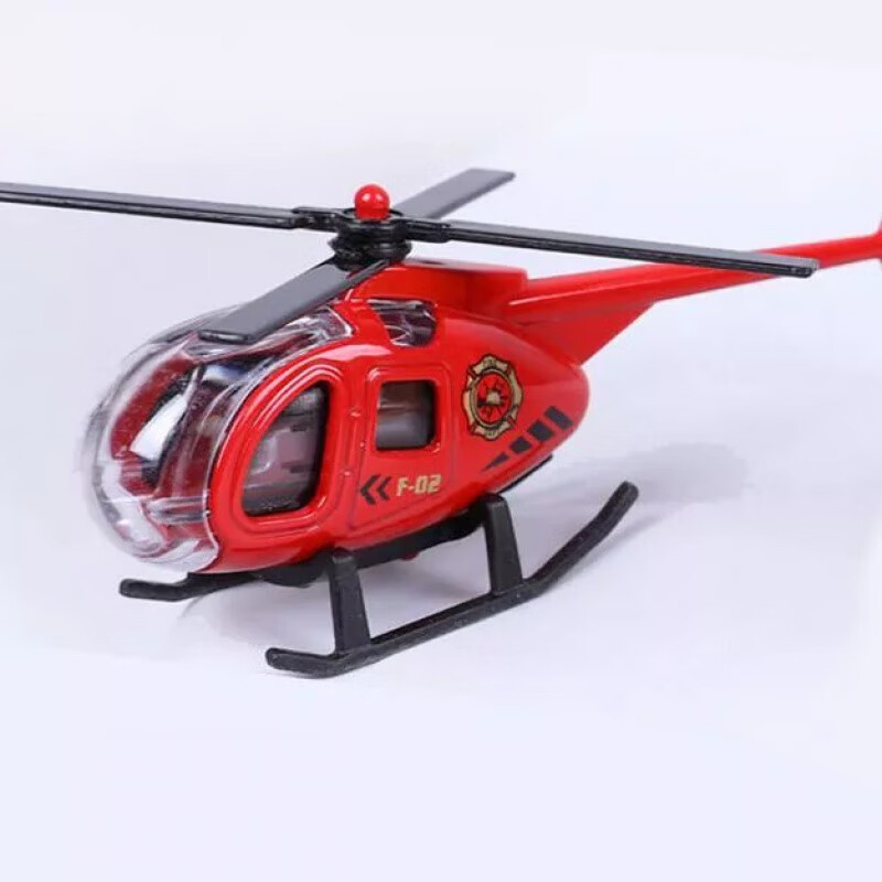 【现发】迷你Q版合金直升飞机模型桌面小摆件趣味新款 消防红色飞机