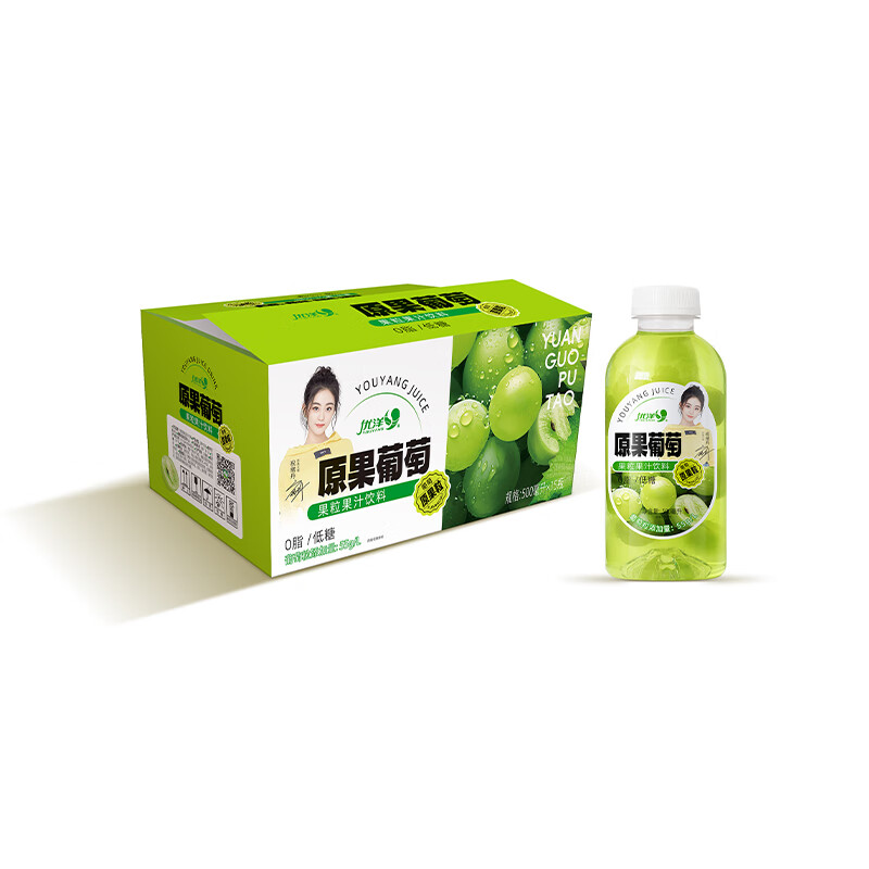 优洋原果葡萄黄桃菠萝0脂肪低糖500ml*15瓶整箱 原果葡萄500ml*15瓶