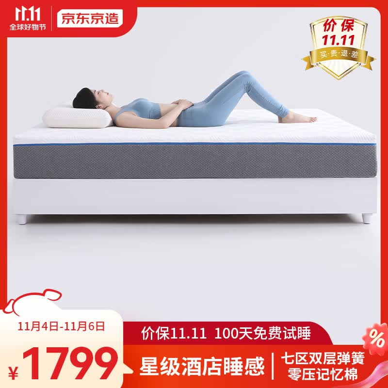 京东京造双层弹簧床垫1.8*2米 零压记忆棉软硬两用 席梦思床垫 老罗推荐怎么样,好用不?