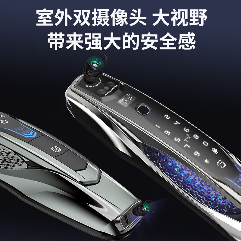 阿尔法极光（ALPHA AURORA）智能门锁前十名密码指纹锁全自动入户防盗门人脸识别新款 三摄双电池鹰眼全彩夜视P14vvs