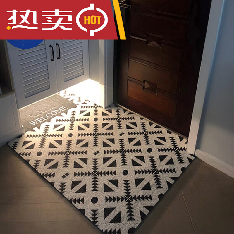 口丝圈地垫玄关防滑蹭灰门外脚垫厨房卫生间垫免洗可裁剪 三角循环 45