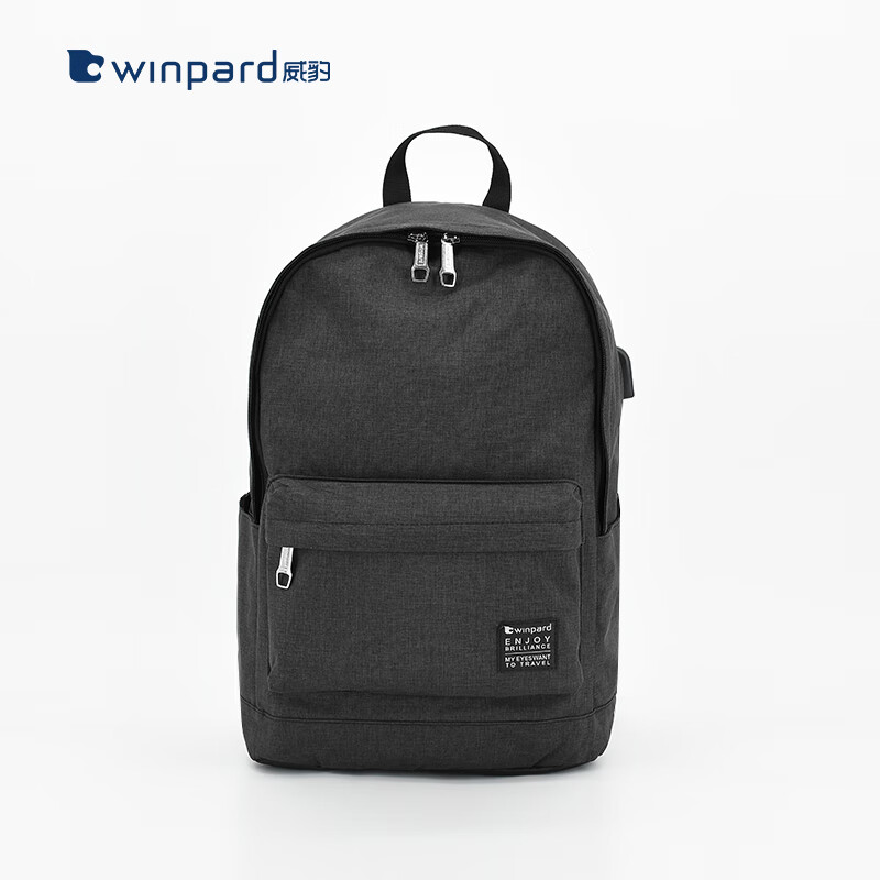 威豹（WINPARD）雙肩包男學生背包帆布電腦包初中高中防盜輕便書包潮 黑色/黑色(材質偏灰)