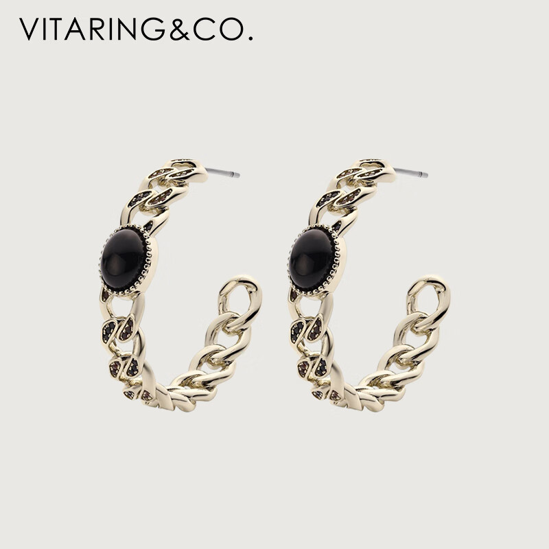 圆圈耳环女小众设计高级感气质耳饰轻奢时尚个性洋气嘻哈 黑曜石耳环