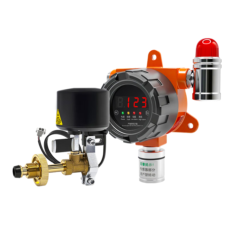 大九衛(wèi)燃氣報警器商用液化氣探測器廚房餐飲飯店可燃氣煤氣無線自動關閥 商用鋁合金報警器+切斷閥