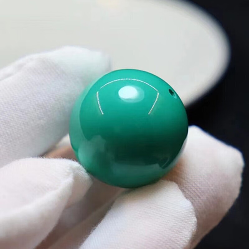 高瓷高蓝绿松石圆珠散珠 手串配珠单珠顶珠老型珠佛珠108配 绿色秦古