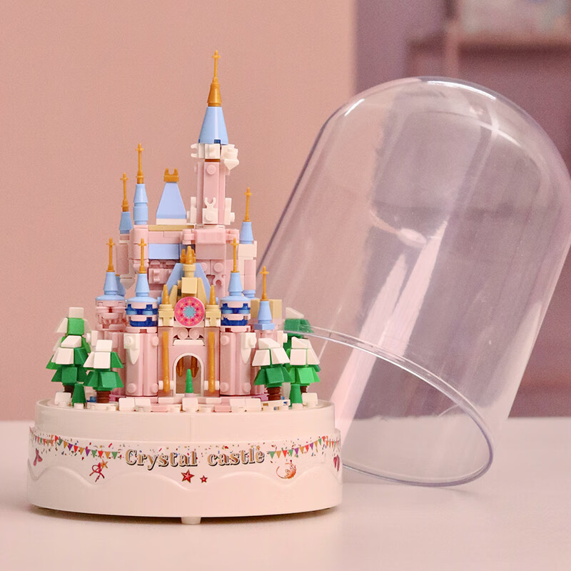 哲高圣诞节礼物创意积木拼装圣诞树圣诞老人diy手工玩具送男女生节日 水晶圣诞城堡【音乐盒】683PCS