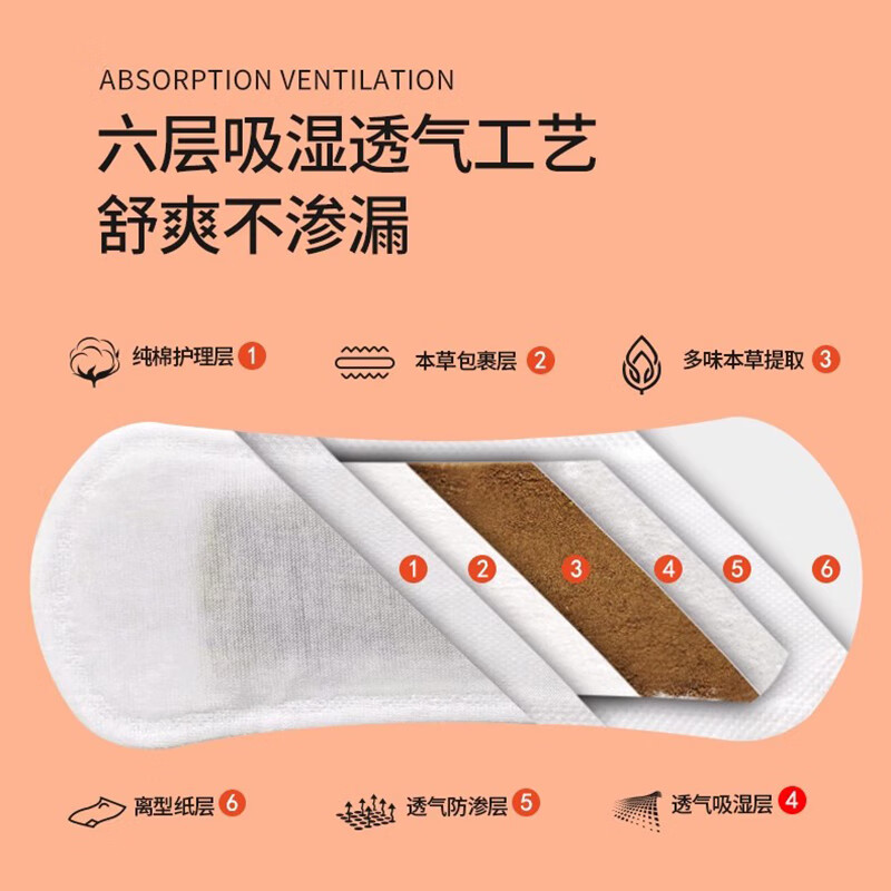 棉享红参茯苓组合卫生巾护垫超薄透气亲肤养护贴医护级认证草本雪莲贴 红参草本护垫3盒 180mm 36片