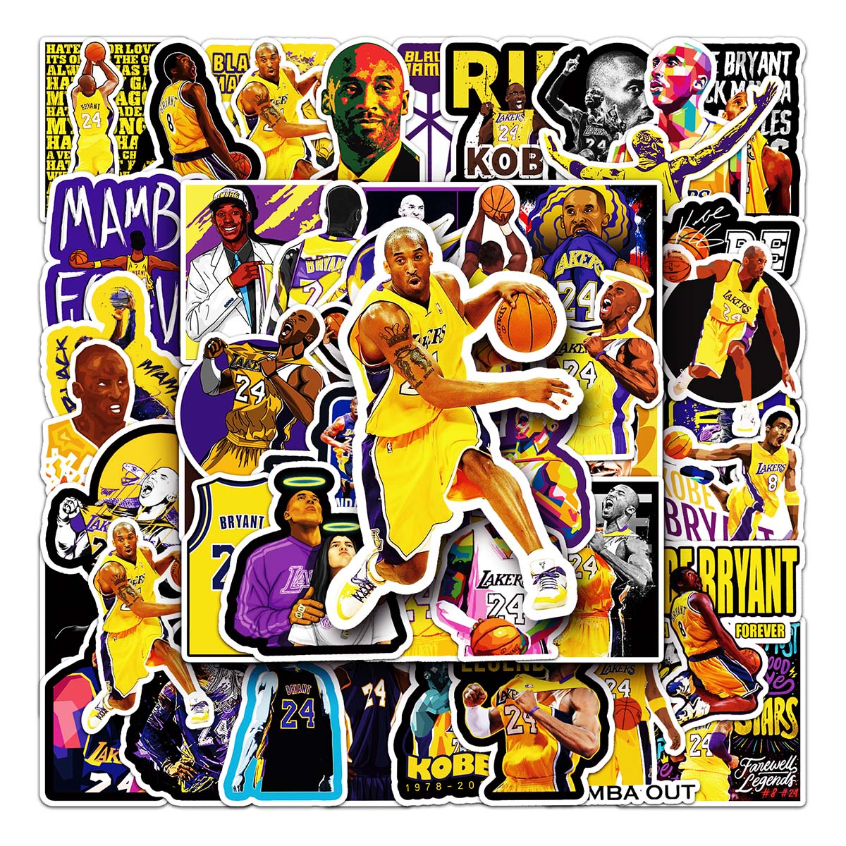 51张nba篮球明星科比kobe怀旧卡通贴纸 拉杆箱头盔笔记本水杯滑板车