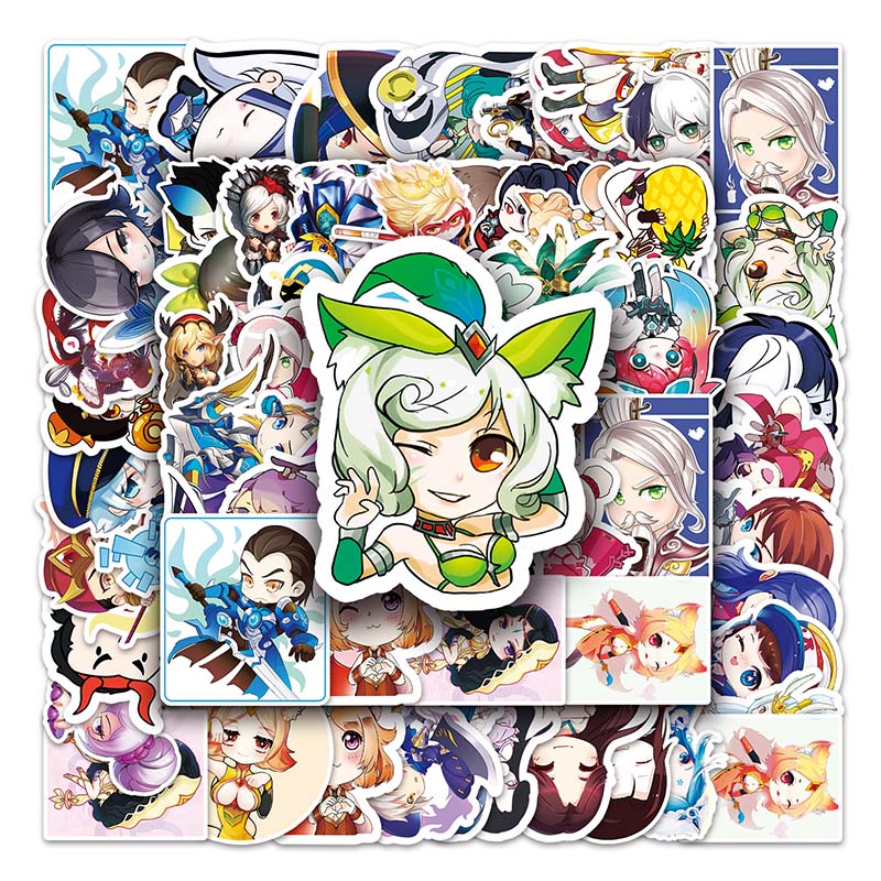 56张王者荣耀游戏孙尚香瑶妹动漫人物周边可爱卡通贴纸 拉杆箱滑板车