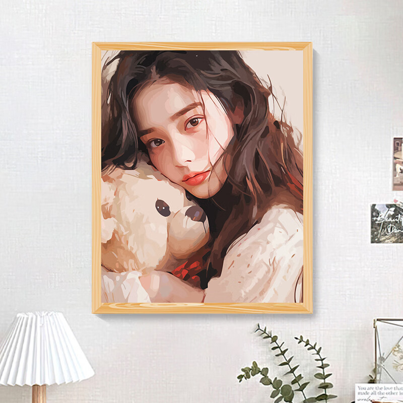 喵末diy数字油画定制手工绘画画填色真人照片丙烯水油彩人物画像填充 内框+实木免装外框 40*60/50*50高清-36-42色画板高性价比高么？