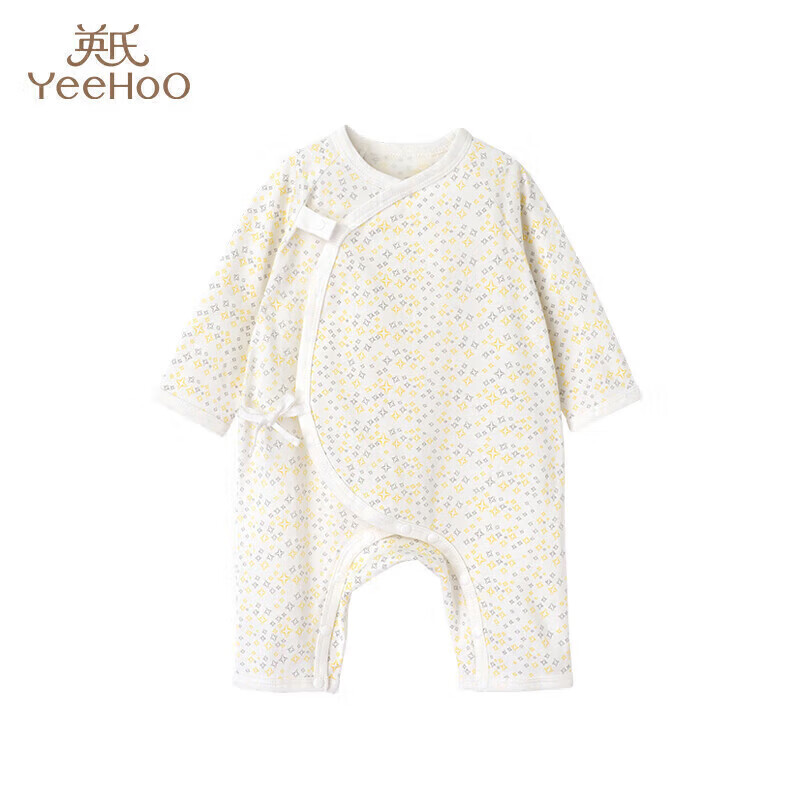 英氏（YEEHOO）婴儿连体衣新生儿童装和尚服四季爬服纯棉内衣 黄色66CM
