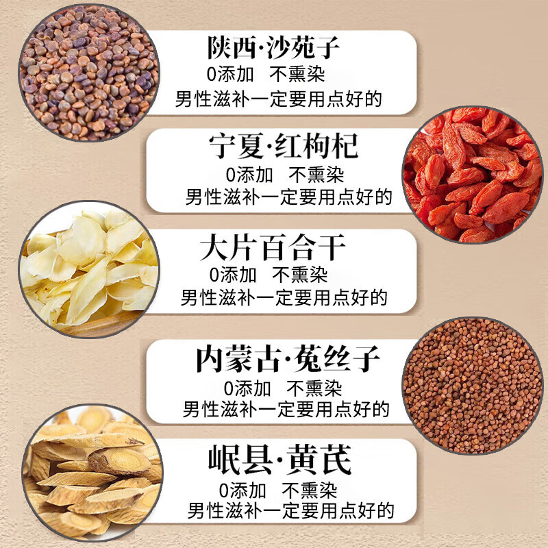 沙苑子菟丝子枸杞茶黄芪百合组合茶四大名泡男人茶 4袋 1200g 120包
