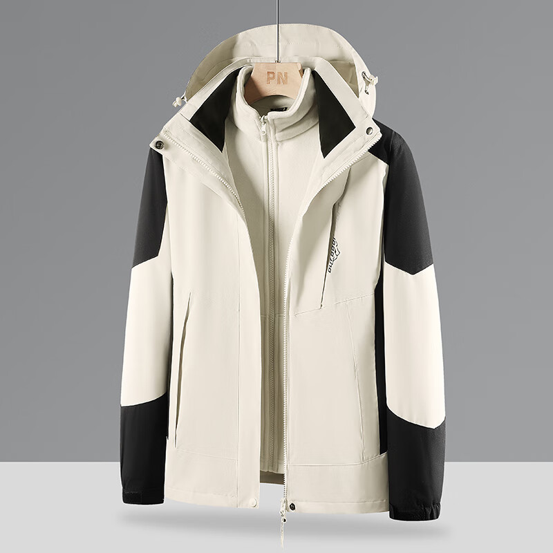 杰霆rockice户外冲锋衣男女三合一春秋冬季加绒加厚可拆卸两件套登山