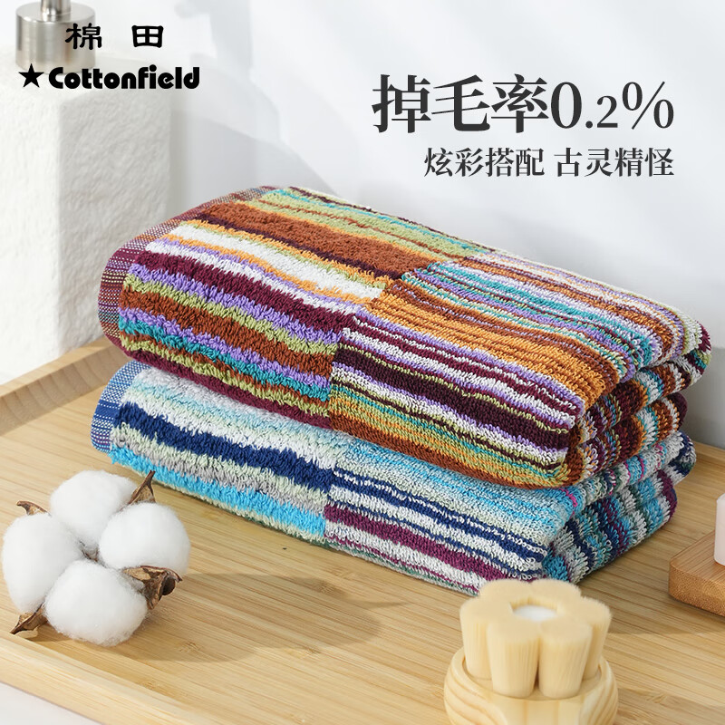 棉田毛巾纯棉100%纯棉加厚柔软吸水男士女家用洗脸面巾 面巾  红色 1条