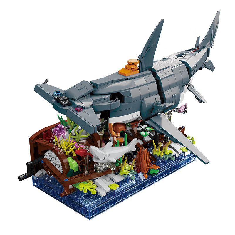 机械魔鬼鱼摆件锤头鲨仿生机械海底世界海洋动物模型拼装男孩拼图