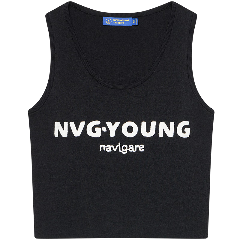 Navigare意大利小帆船吊帶衫女士夏季透氣馬甲內(nèi)搭時尚顯瘦針織無袖背心 暗夜黑 L
