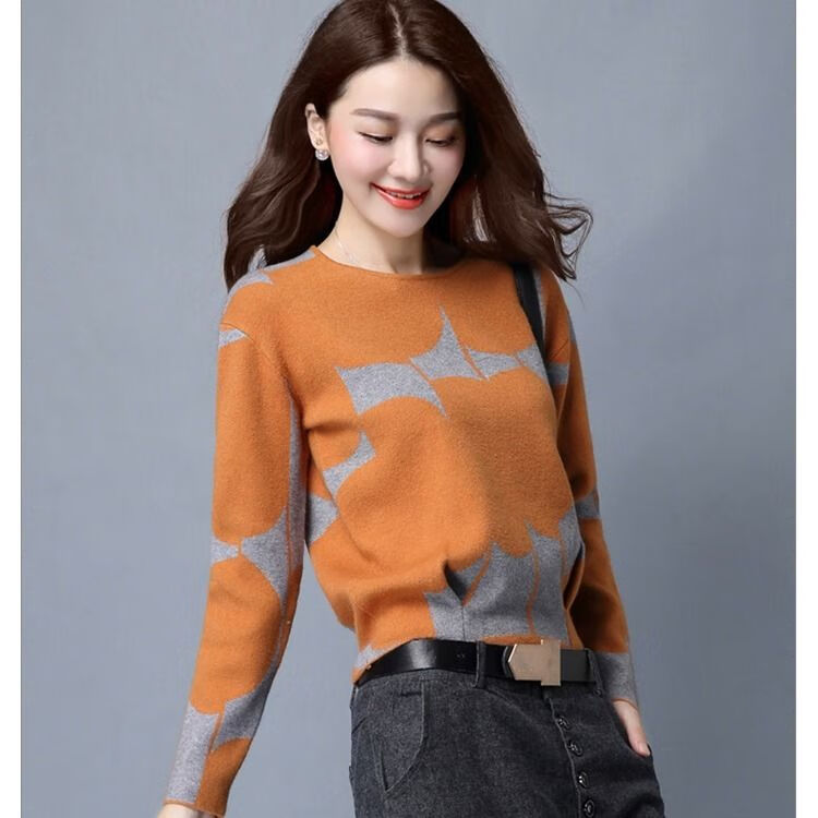 特奇玛浙江濮院羊毛衫女秋冬女装宽松休闲针织衫韩版短款长袖套头毛衣