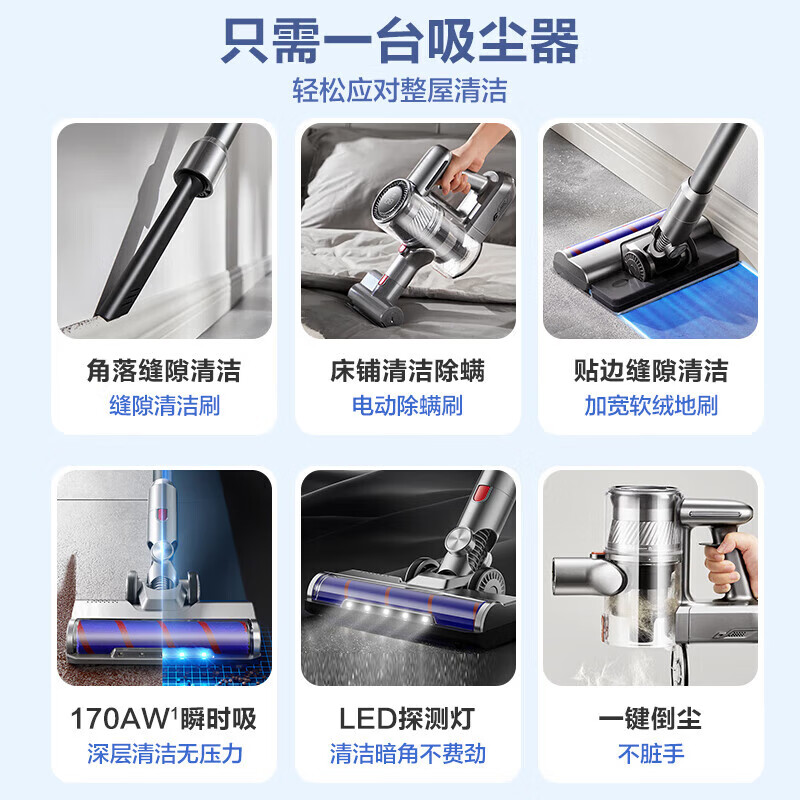 苏泊尔(SUPOR)手持无线吸尘器家用洗地机吸拖一体大吸力27kpa除尘机床铺除螨仪宠物吸毛 C10MAX