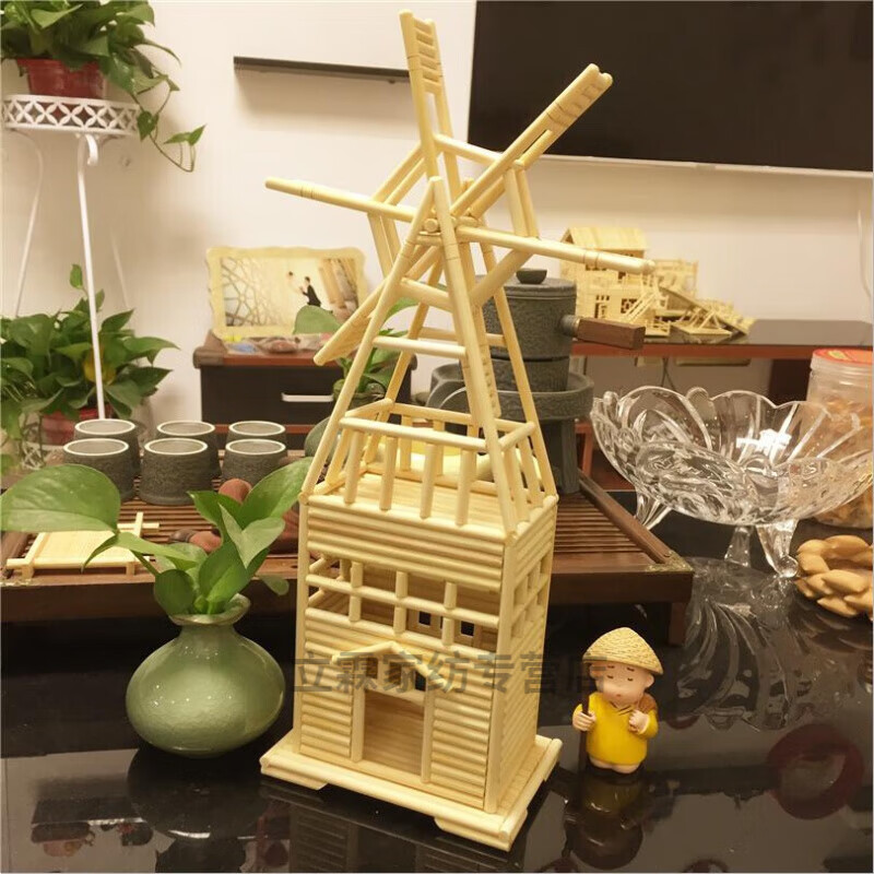 娴砰风车模型diy筷子手工制作竹艺品制作车塔创意车 成品 意车 成品