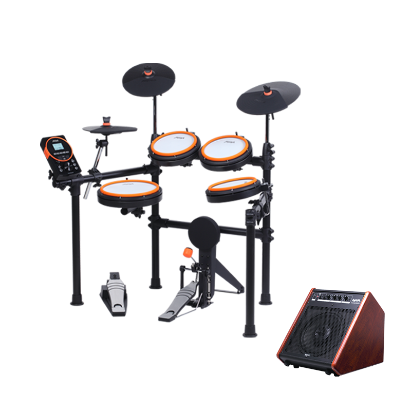 美得理(MEDELI)電子鼓MZ528熱力橙 初學(xué)演奏成人兒童通用入門練習(xí) 五鼓三镲+AP66