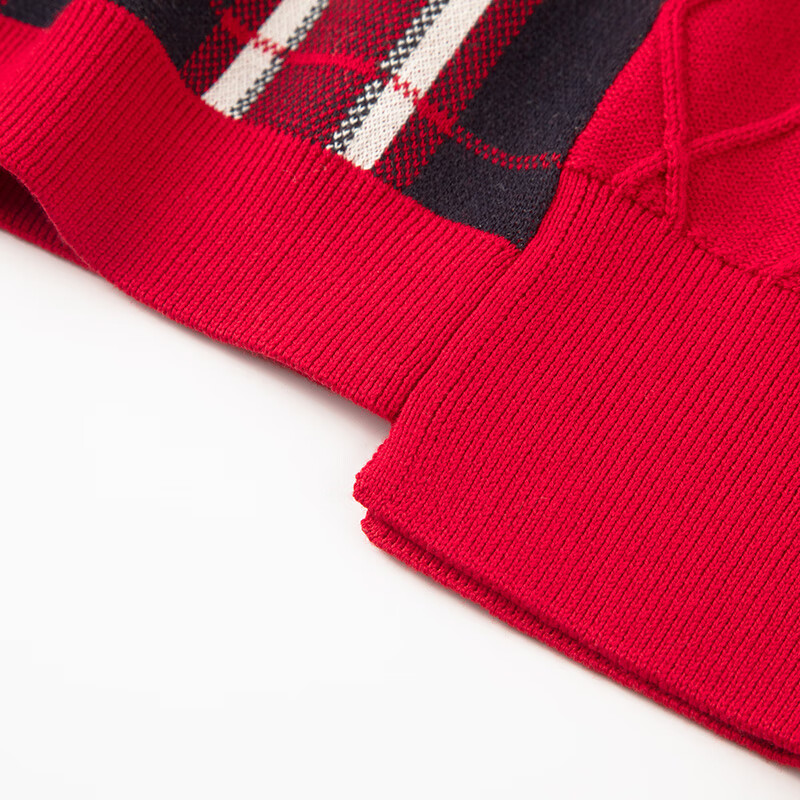 哈吉斯(HAZZYS)童装女童套装春新品红品经典圆领简约舒适保暖女童套装 经典红 120