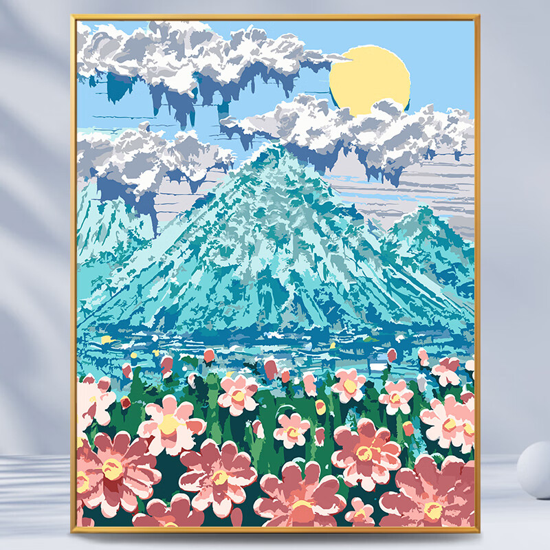 diy数字油画填充治愈涂画颜料手工手绘填色礼物油彩涂色风景 火山1