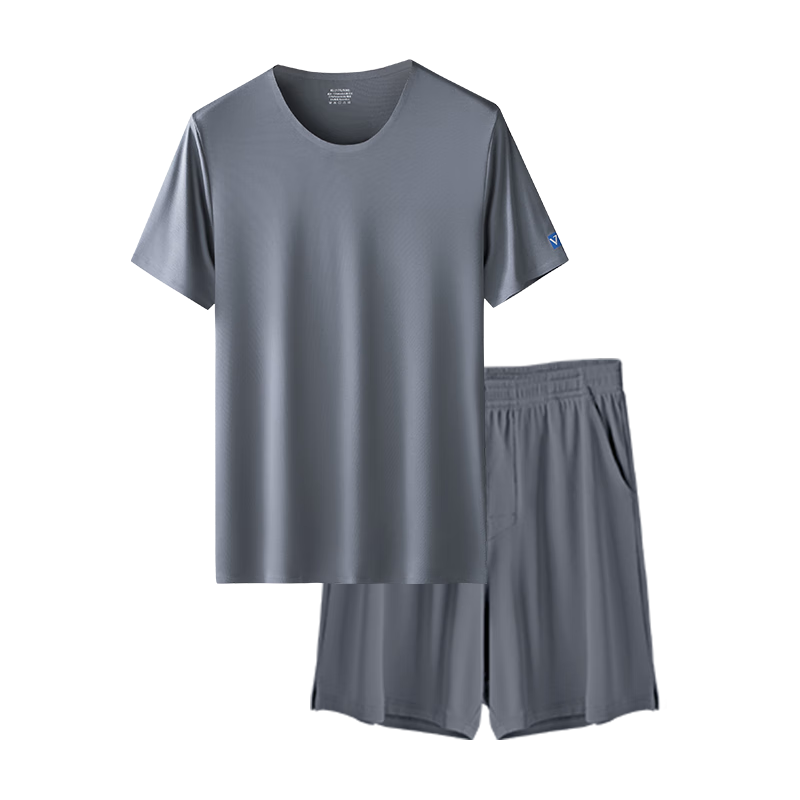 天蚕80S天丝莫代尔男士家居服睡衣套装男宽松短袖春秋款 深灰 3XL 