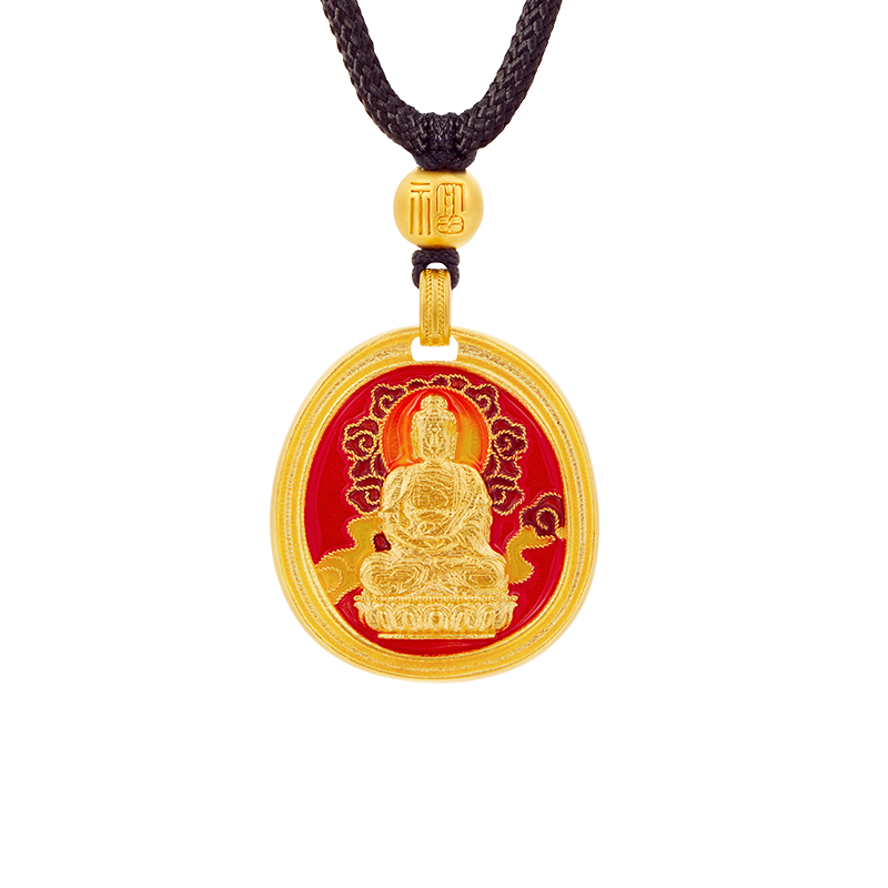 京工美作古法黄金吊坠足金999鼠本命佛千手观音项链老婆新年礼物10.05g