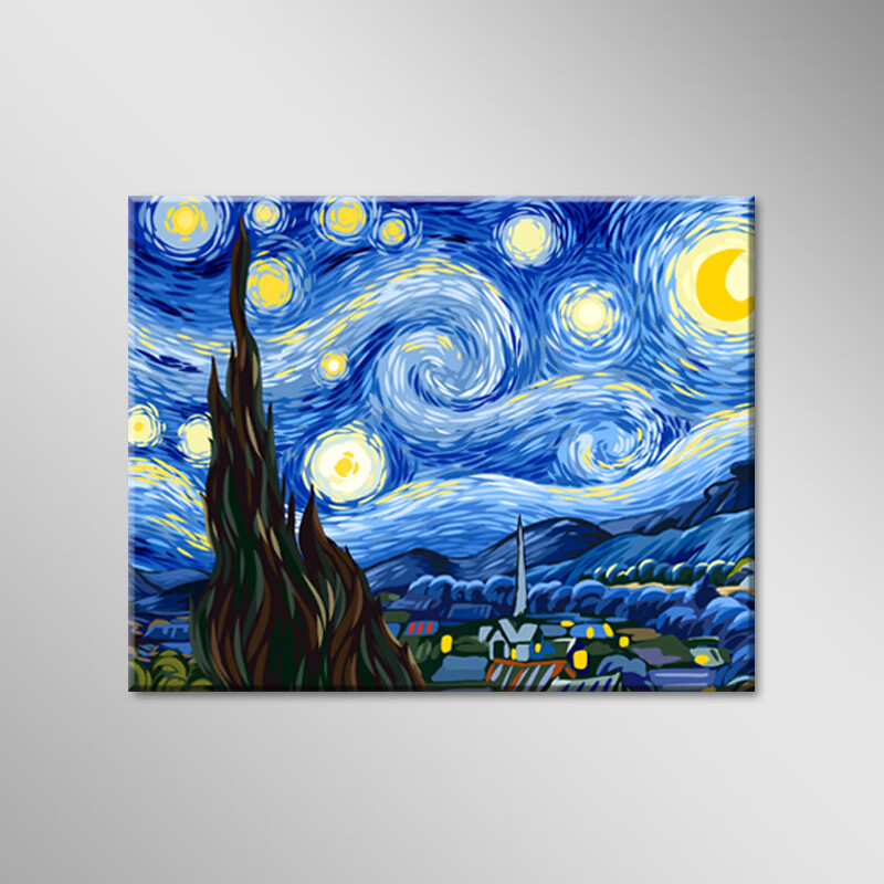 减压手工风景梵高星空画画 星空-5512 40*50 油画套装(高亮颜料 多支l