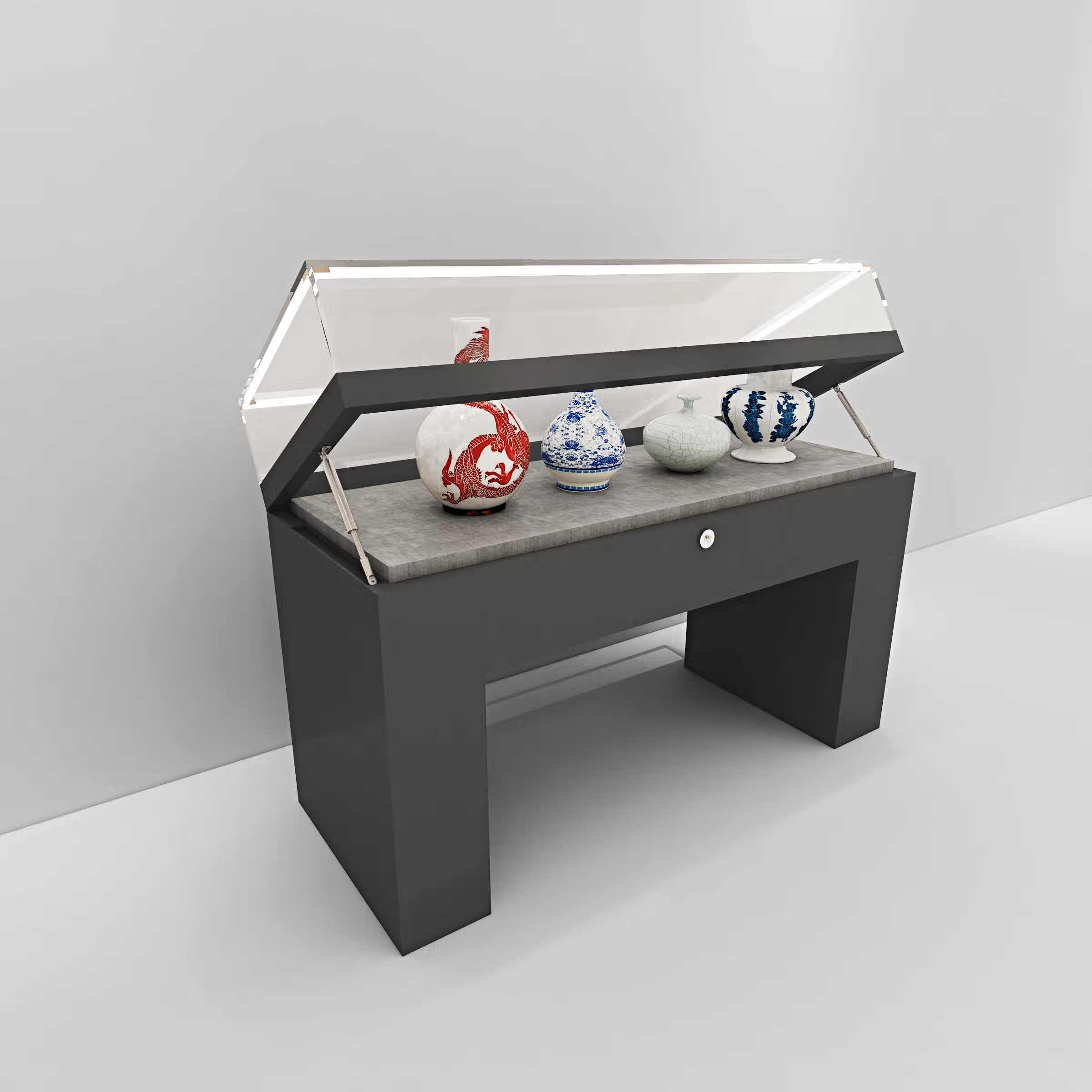 柜台文物收藏古玩玉器玻璃展柜样品产品纪念馆陈列柜台 a款深灰色1
