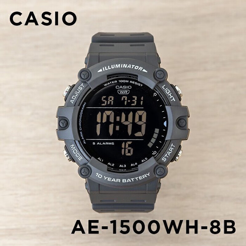 卡西欧(casio)手表男casio ae-1500wh-8b 新款反显多功能防水学生电子