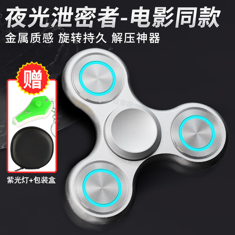 百里霜指尖陀螺泄密者银色大三元旋转手指陀螺减压玩具解压发泄神器