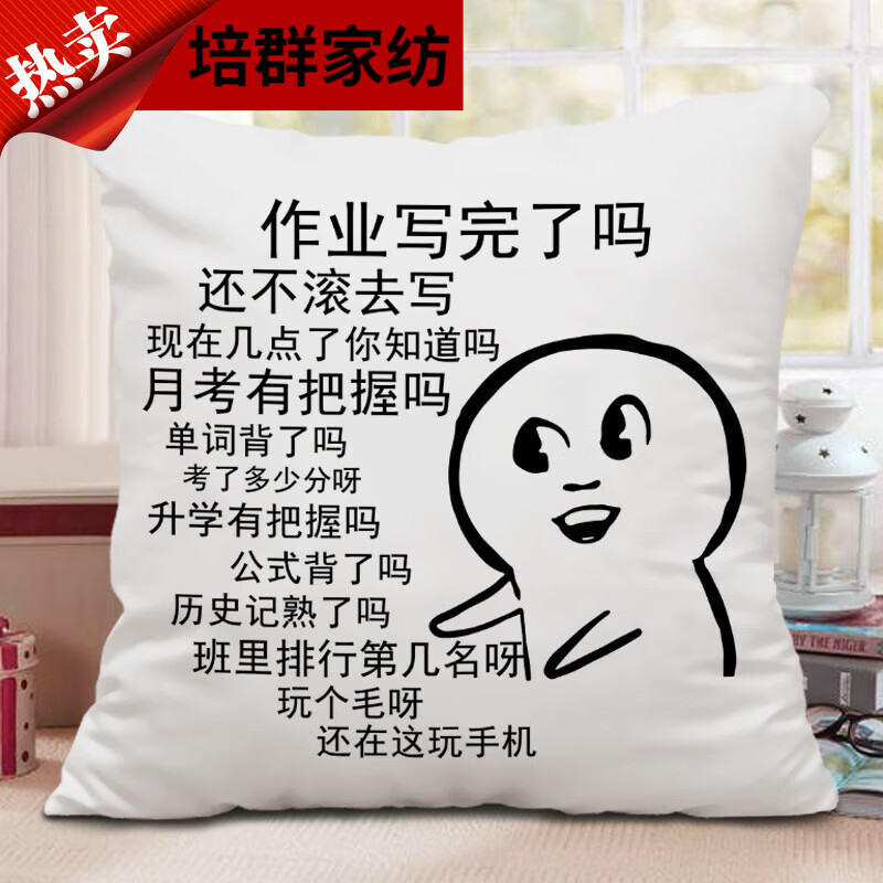 了吗基友闺蜜催婚小抱枕送亲戚同学孩子 写作业 35*35cm双面图 枕芯