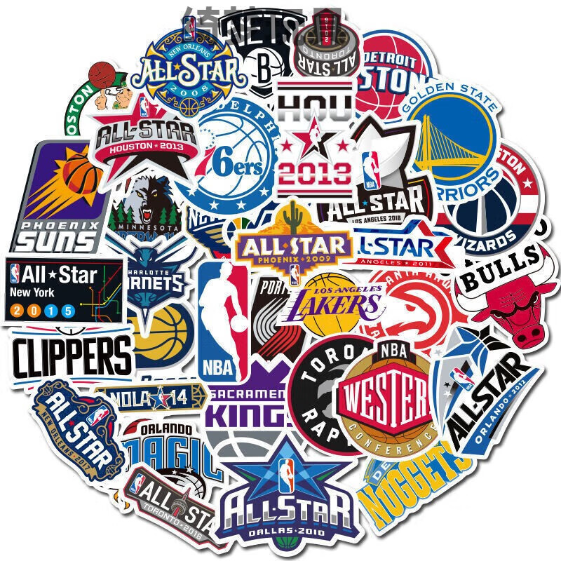宠翰nba球队logo贴76人掘金湖人雄鹿凯尔特人球队标志贴纸防水潮贴 50
