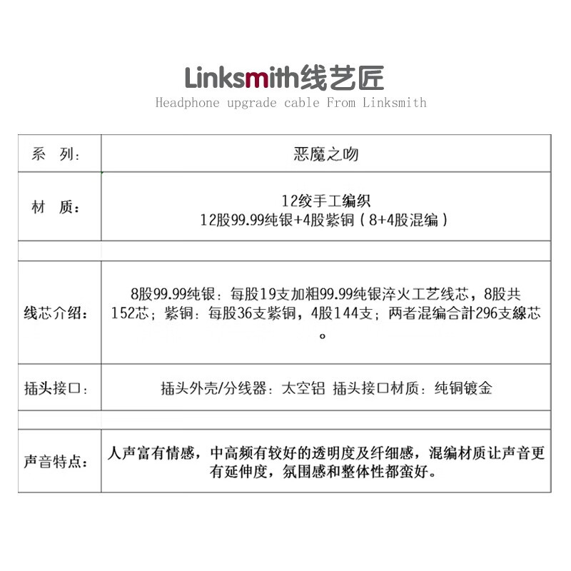 线艺匠恶魔之吻耳机平衡线MMCX IE900接口0.78两针接口HD800S天琴座淬火工艺99.99纯银+紫铜耳机升级线材 铁三角1EX1/E70/LS400 6.35mm接口