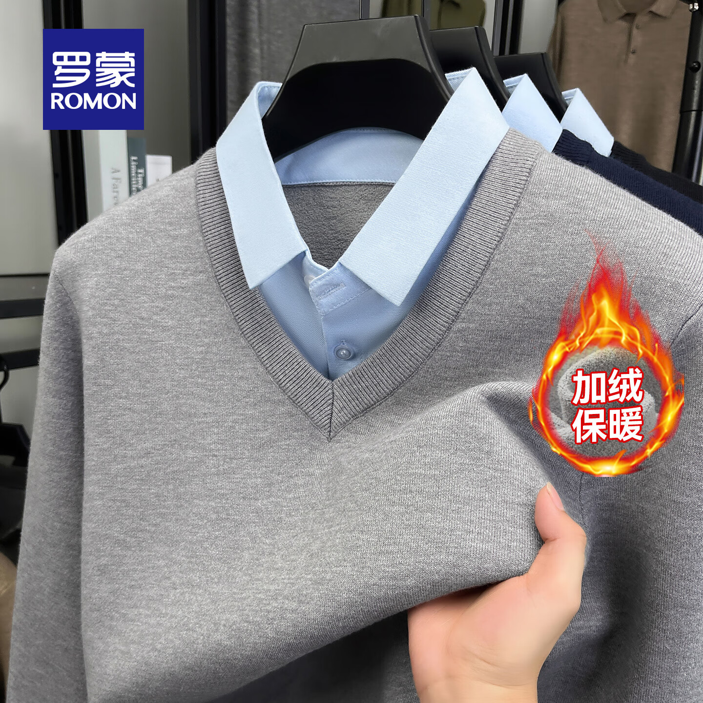 ���ڲ��������ɣ�ROMON������ë������������֯�����ﶬ�������б�ů����V��Ӻ��ڴ�ë�� 030ǳ���� ���޼Ӻ�� XL (175) ������140-160� 149Ԫ