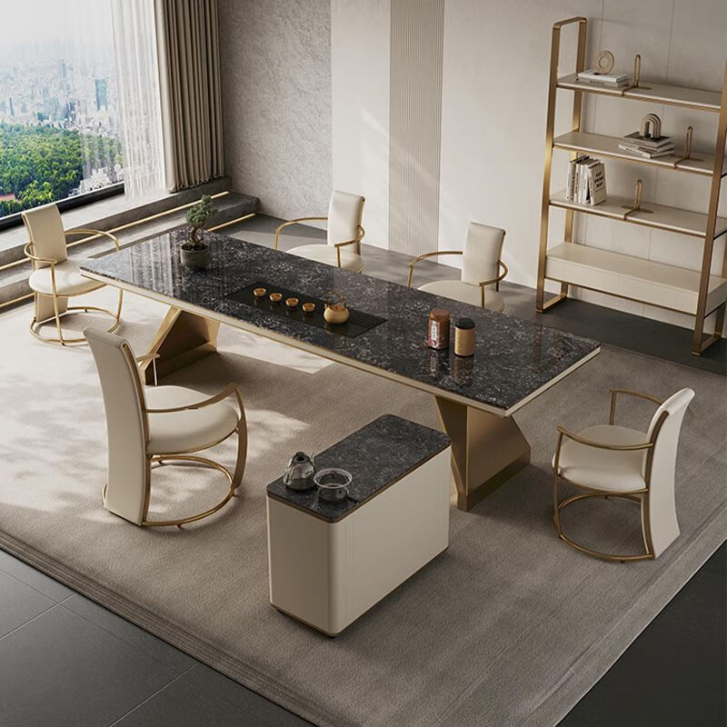 茶桌大茶台现代简约大板泡茶桌套装高端办公室茶桌椅组合 设计师茶桌