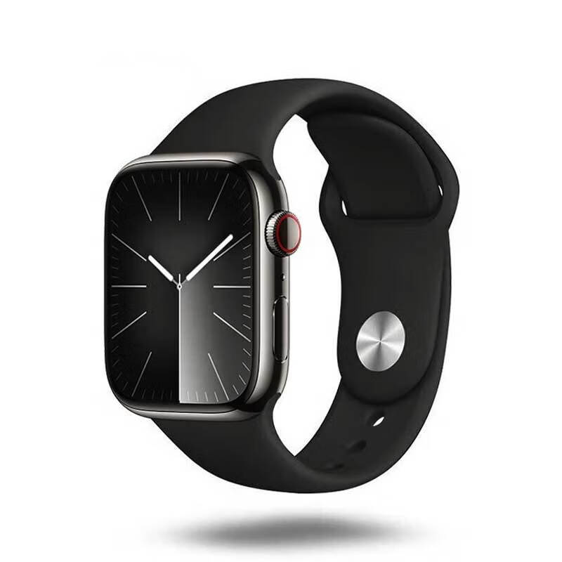 崇捷 苹果智能手表iwatch表带ultra2/S9/8/7/6/SE/5/通用款手表带运动硅胶表带 质感黑【苹果表带42/44/45/49MM】
