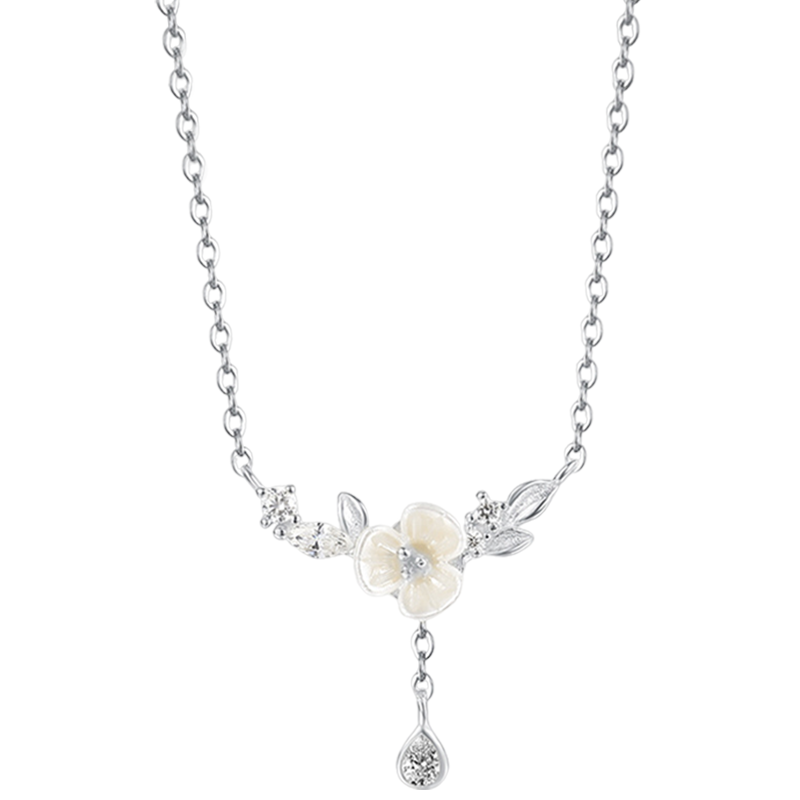 中國黃金足銀梔子花項(xiàng)鏈女生新款百搭高級(jí)感情人節(jié)生日禮物馬年本命年禮物 梔子花項(xiàng)鏈-s999【玫瑰禮盒】