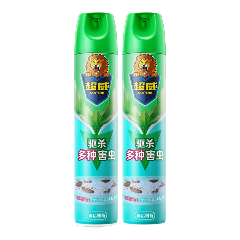 超威殺蟲劑噴霧家用滅螞蟻蟑螂藥殺蟑螂滅小飛蟲臭蟲虱子除蟲劑 【超市同款】薄荷清香-500ml*2瓶