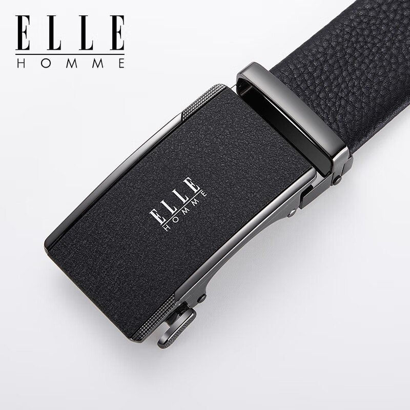 ELLE HOMME法国男士皮带男头层牛皮男士腰带真皮自动扣生日礼物送男友老公 【专柜礼盒】902081枪色磨砂 110cm 150斤内适用(其他尺码请联系客服)