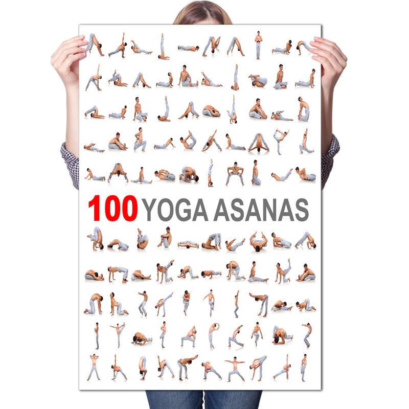 铭汇通姿势体位大全图瑜伽姿势动作图海报美容院纤体运动健身挂图健身