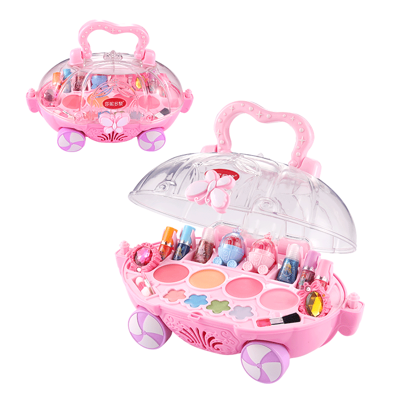 親子部落兒童化妝品玩具真實化妝盒套裝彩妝化妝包過家家玩具女孩6歲禮物 貝殼化妝盒【37配件】