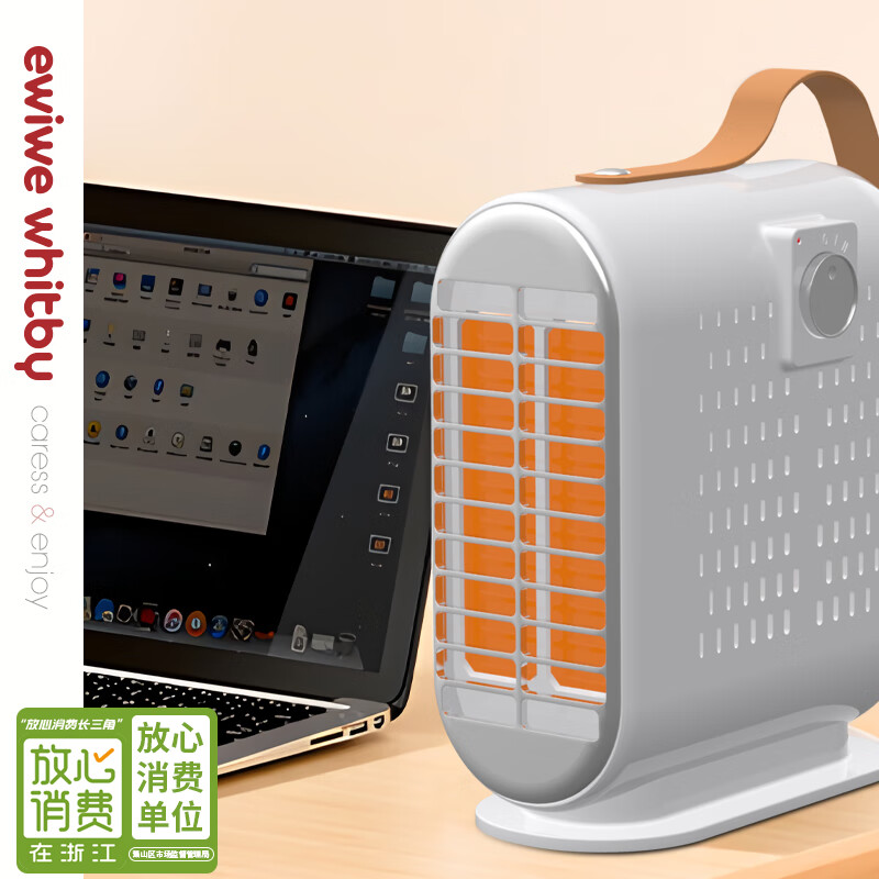 EWIWE取暖器大面积便携式节能家用桌面地面办公室浴室卧室速热暖风机烘脚器 白银色/两档调节温度
