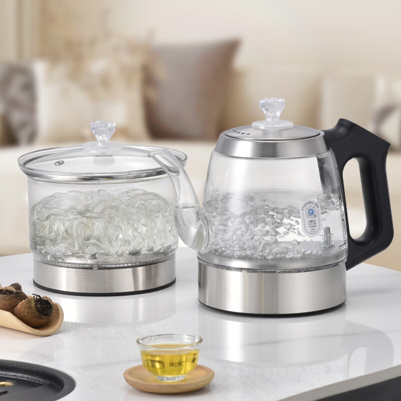 金格仕（KinGaz）全自动底部上水电热水壶 3孔岩板茶几暗装机隐藏式自动水壶电磁茶炉 两孔电茶炉 底部上水烧水壶  1L 双孔消毒款【蓝牙版】