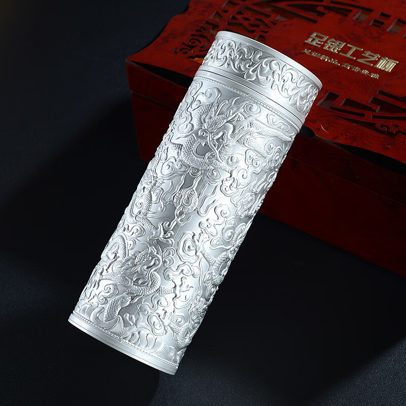 goyn999纯银内胆保温杯轻奢银杯子999纯银内胆食用足银