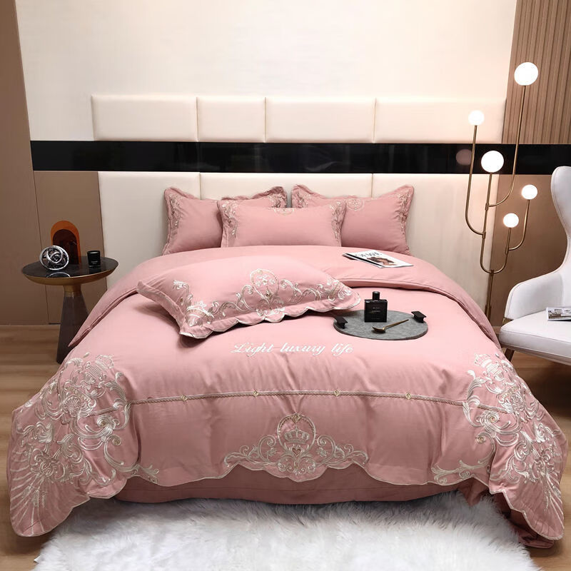 水星家纺 star home欧式肤棉120支四件套四季加厚磨毛被罩 豆沙 单独