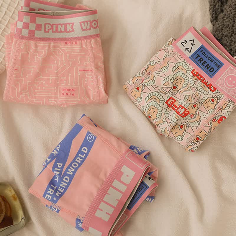 狮奥利兴猛男粉棉内裤",少女心"男友老公男士男可爱男生平角裤 电路板